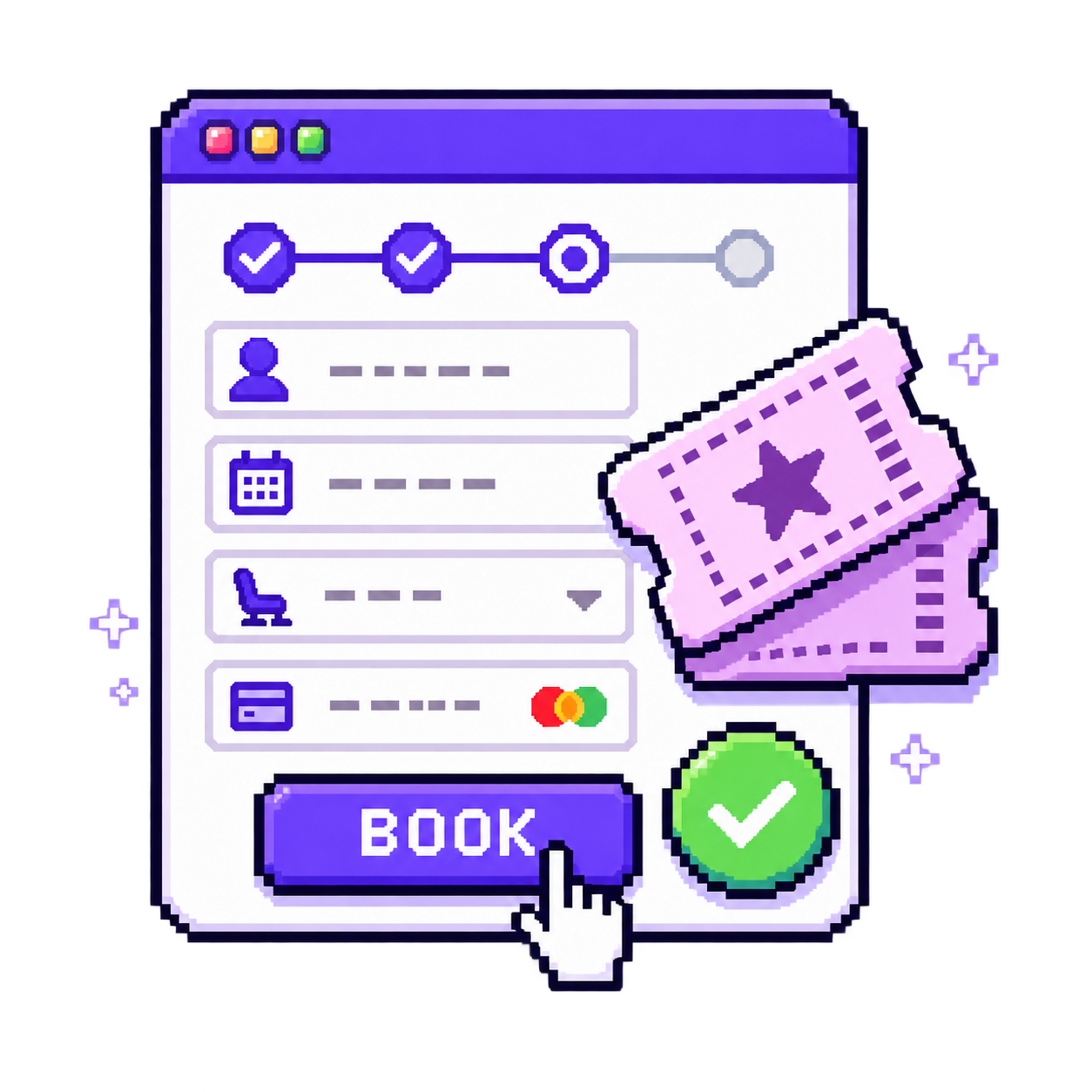 Pixel art illustration of Create a Booking